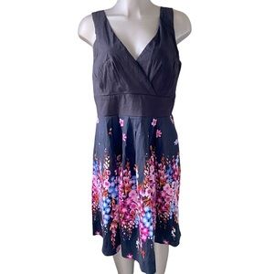 Ruby Rox Floral A Line Dress Sleeveless V Neck Stretch Flower Field Fairycore L